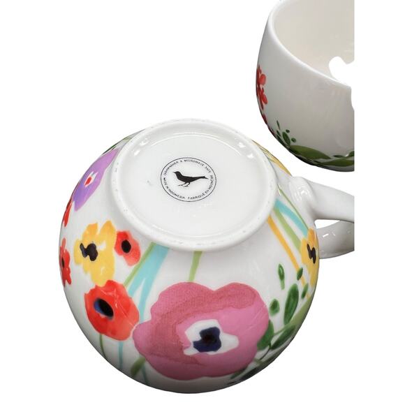 Beautiful Springtime Flower Raised Design Coffee Mugs Set of 2 - Picture 6 of 6